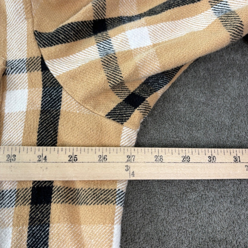 Lucky Brand Shacket Womens XL Tan Plaid Button Up Oversized Cotton Flannel Coat - Picture 9 of 9